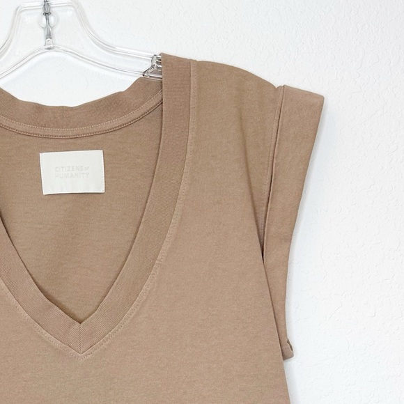 Citizens of Humanity Tan Rolled Sleeve Eugenie Tee XSmall - Picture 6 of 12